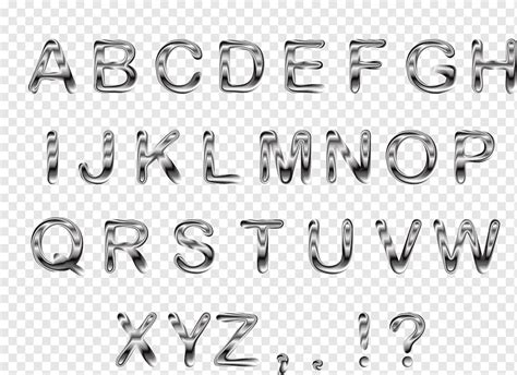 Alphabet Text Overlay Typeface Metal Letter Font Silver Metallic