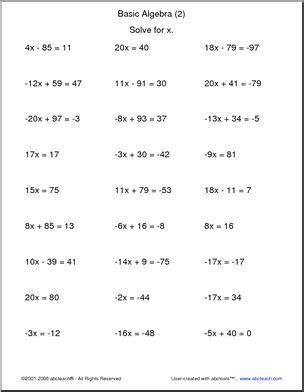 Video to accompany chapter 1 of marv bittinger's introductory algebra, 11e © 2011. Basic Algebra (2) Worksheet | abcteach