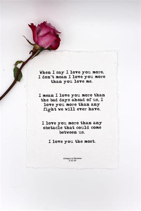 When I Say I Love You More Poem Print In Typewriter Font On Etsy