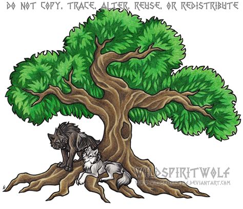 Alpha Wolf Pair Beneath Tree Of Life Commission By Wildspiritwolf On