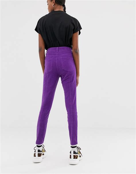 Asos Denim Super High Waisted Firm Skinny Jeans In Purple Lyst