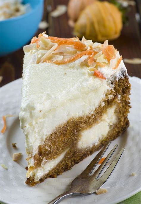 Carrot Cake Cheesecake An Easter Dessert With Cream
