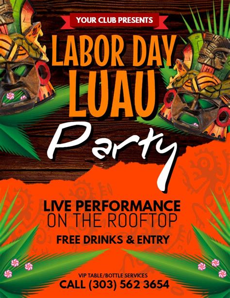 the labor day luau party flyer