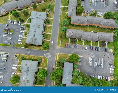 Aerial View Over Suburban Homes And Roads In A Residential Suburban District Stock Image Image