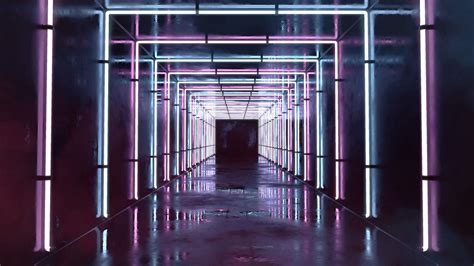 Download Wallpaper 1920x1080 Corridor Tunnel Neon Light