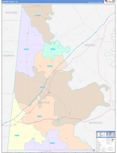 Sumter County Al Wall Map Color Cast Style By Marketmaps Mapsales