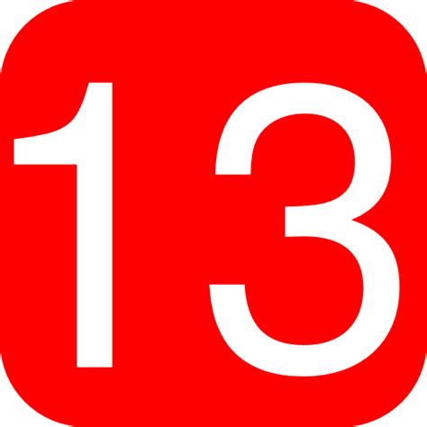 Red Rounded Square With Number 13 Clip Art At Vector Clip