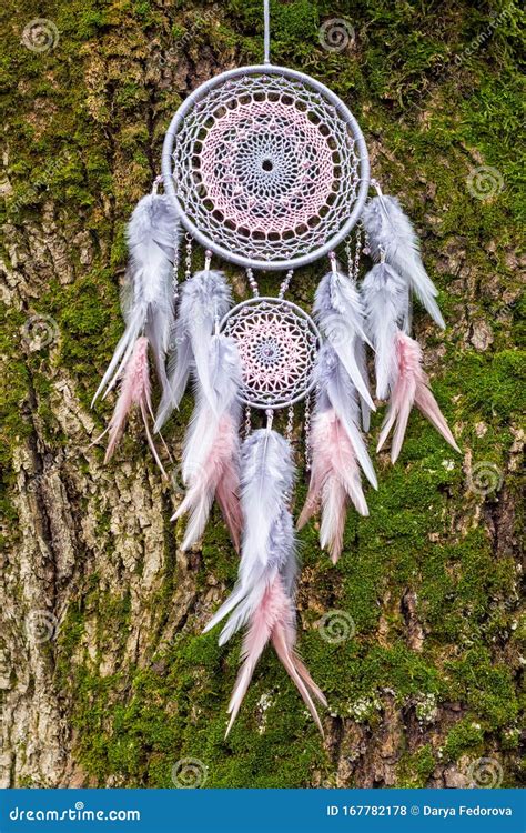 Handmade Dream Catcher With Feathers Threads And Beads Rope Hanging