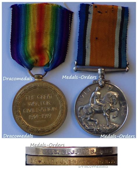 Britain Ww1 Pair Victory Interallied War Medal 1914 1918 Officer