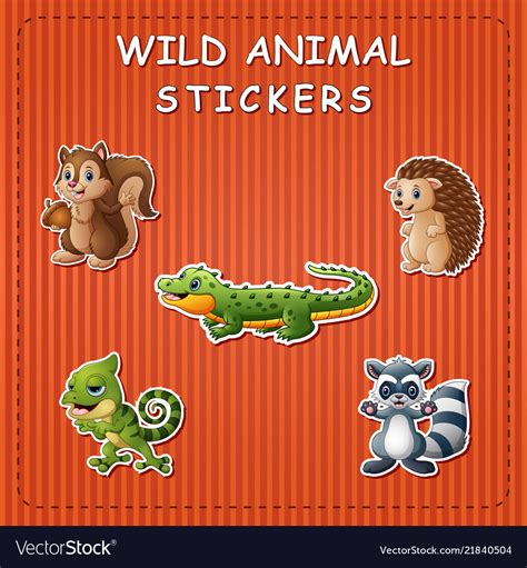 Cute Cartoon Wild Animals On Stick Royalty Free Vector Image