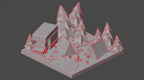 3d Model Isometric Camp Diorama Vr Ar Low Poly Cgtrader