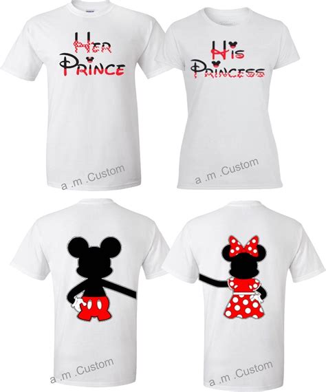 See more ideas about couple shirts, shirts, cute couple shirts. Mickey and Minnie Prince and Princess couple matching ...