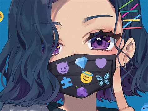 1680x1260 Anime Girl Big Eyes Tattoo Mask 4k 1680x1260 Resolution Hd 4k