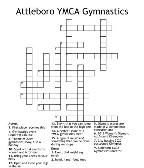 Gymnastics Crosswords Word Searches Bingo Cards Wordmint