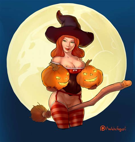 Witch Pumpkins Pinup Hot Witch Artwork Luscious. 