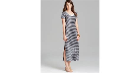 French Connection Maxi Dress Amelia Stripe Jersey In Blackwhite Black