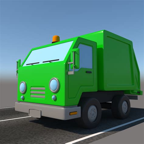 3d Cartoon Garbage Truck Turbosquid 1301411