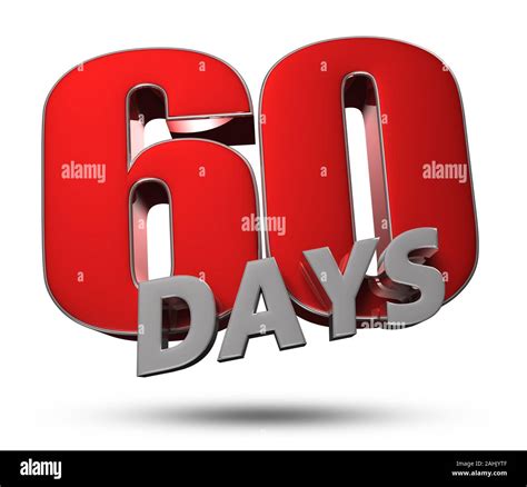 3d Illustration 60 Days Red On A White Backgroundwith Clipping Path