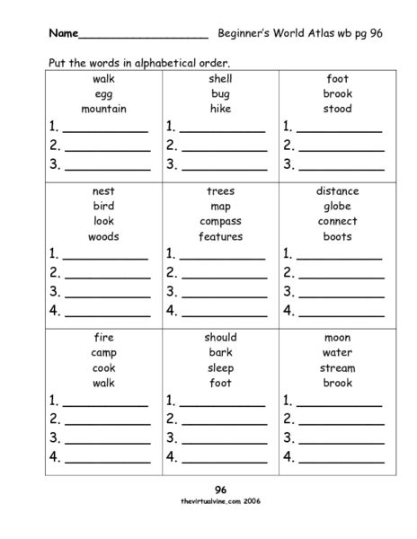 Putting Words In Alphabetical Order Worksheet For 3rd Grade Lesson Planet