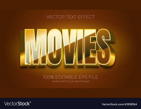 Movies Text Effect Style Eps Editable Text Effect Vector Image