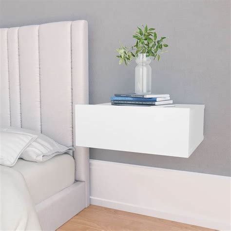 Floating Nightstand White 40x30x15cm Chipboard