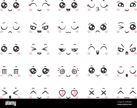 Cute Cartoon Comic Smile Doodle Character Emoticons With Facial