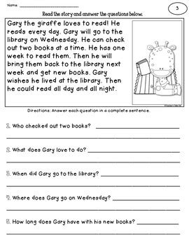 Reading Comprehension Worksheets by Teacher's Take-Out | TpT