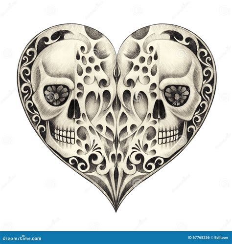 Art Skull Heart Tattoo Stock Illustration Illustration Of Creativity