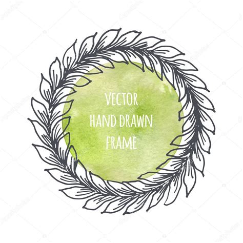 Hand Drawn Wreath Set Made In Vector Leaves Garlands Romantic Floral