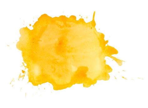 Yellow Watercolor Spot With Splashes On White Watercolor Paper My