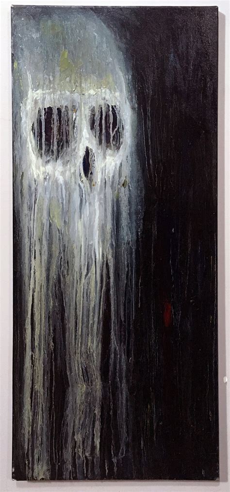 An Abstract Painting With White And Black Colors On The Wall Depicting