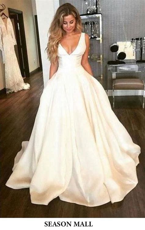 Get the best deals on corset wedding dress and save up to 70% off at poshmark now! Simple A-Line V Neck Open Back Ivory Satin Wedding Dresses ...