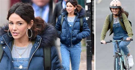 Michelle Keegan Sports A Pair Of Dungarees During Filming For New Tv