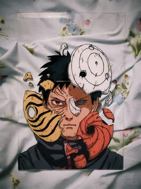 Made A Glass Painting Of Obito Hows It Anime Canvas Art Anime