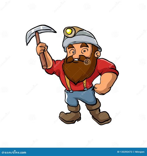 Cartoon Miner With Pickaxe Stock Vector Illustration Of Male 135392473