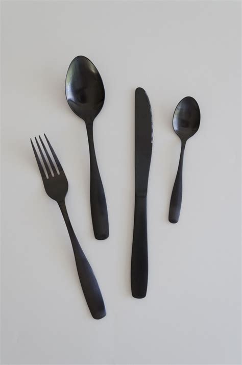 Black Cutlery Set (4 pc) | Black cutlery, Cutlery set, Gold cutlery set