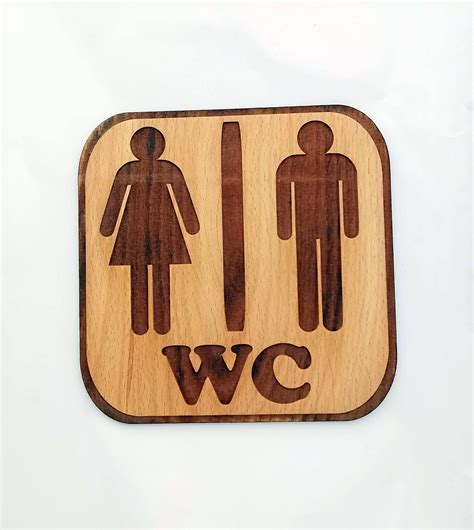 Wc Sign For Men And Woman Restroom Custom Side Bathroom Sign