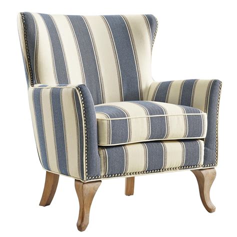 Dorel Living Reva Accent Chair Living Room Armchairs Blue Stripe