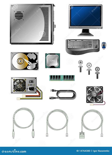 Set Of Various Computer Parts And Accessories Stock Photo Image 14764380