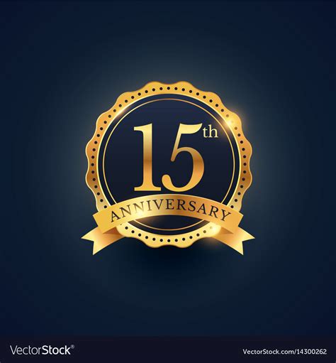 15th Anniversary Celebration Badge Label Vector Image