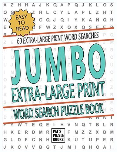 Jumbo Extra Large Print Word Search Puzzle Book Easy To Read Seek