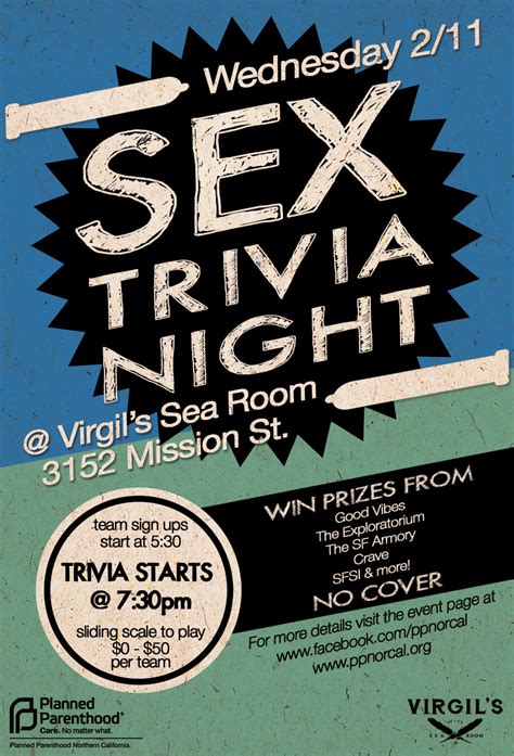 Sex Trivia Night Sexy Nerdy Edition At Virgils Sea Room In San Francisco February 11 2015