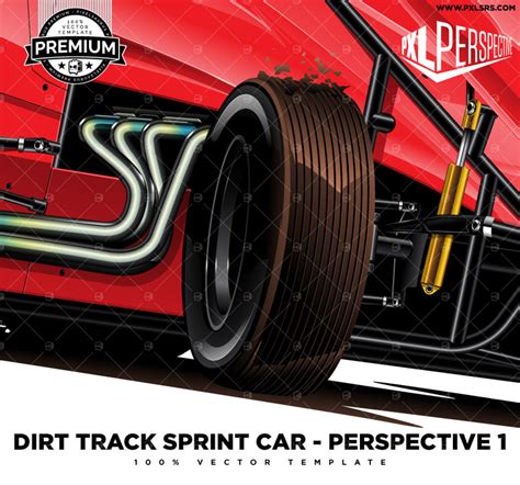 Dirt Track Sprint Car Premium Perspective 100 Vector Template