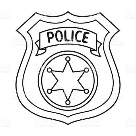 Printable Police Badge Template Sketch Coloring Page