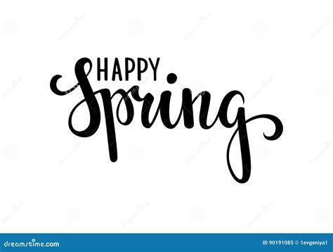 Happy Spring Hand Drawn Calligraphy And Brush Pen Lettering Design