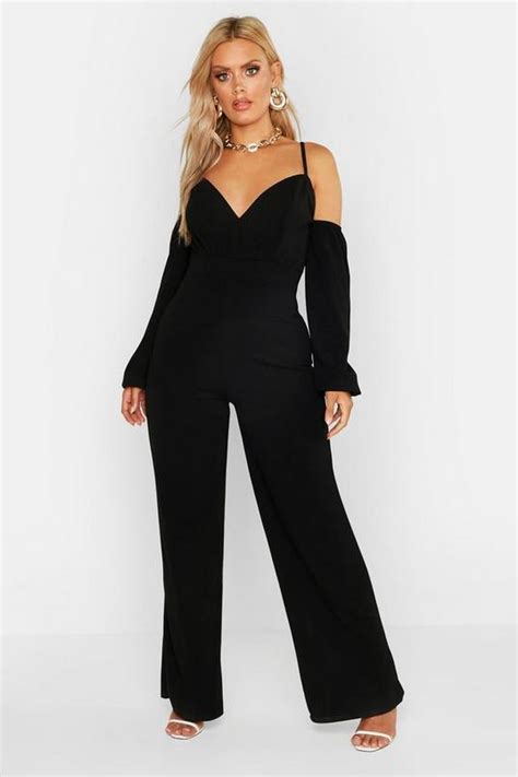 plus off shoulder wide leg jumpsuit boohoo