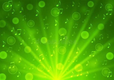 Abstract Music Notes Light Rays Bokeh And Bubbles In Green Gradient