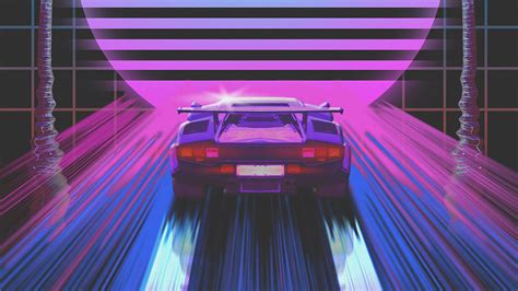 Download Wallpaper 1920x1080 Car Retro Art 80s Neon
