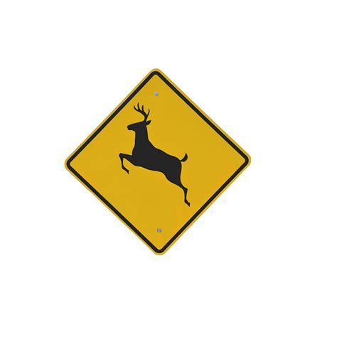 Canvas Print Wildlife Deer Crossing Sign Symbol Deer Caution Stretched