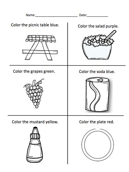 Following Directions Worksheets For Therapy